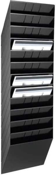 Laatikkojärjestelmä 12 lokerolla, musta A4 vaaka FLEXIBOXX